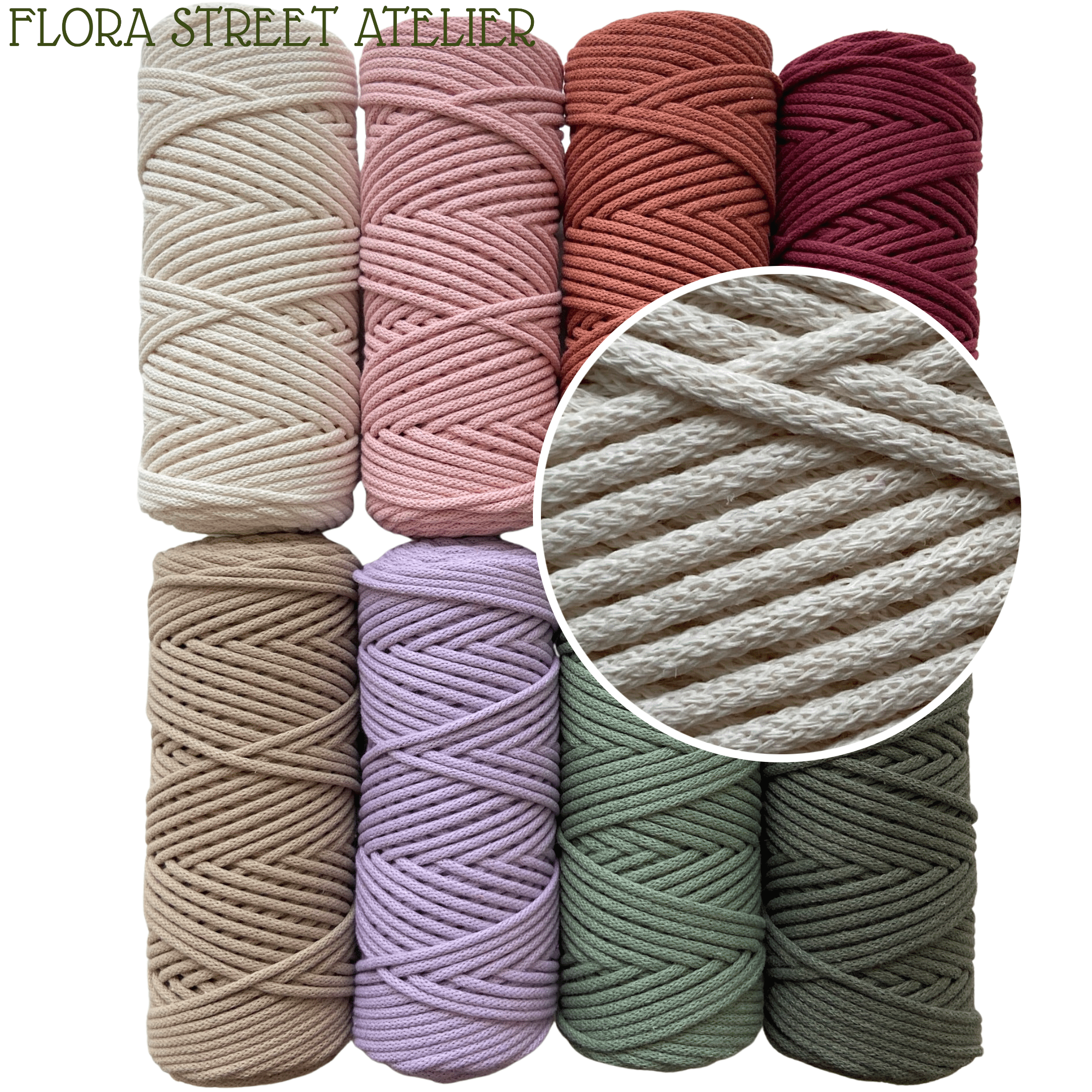 Premium Braided Cotton Cord 3mm (100 m) | Macrame rope, Crochet cord