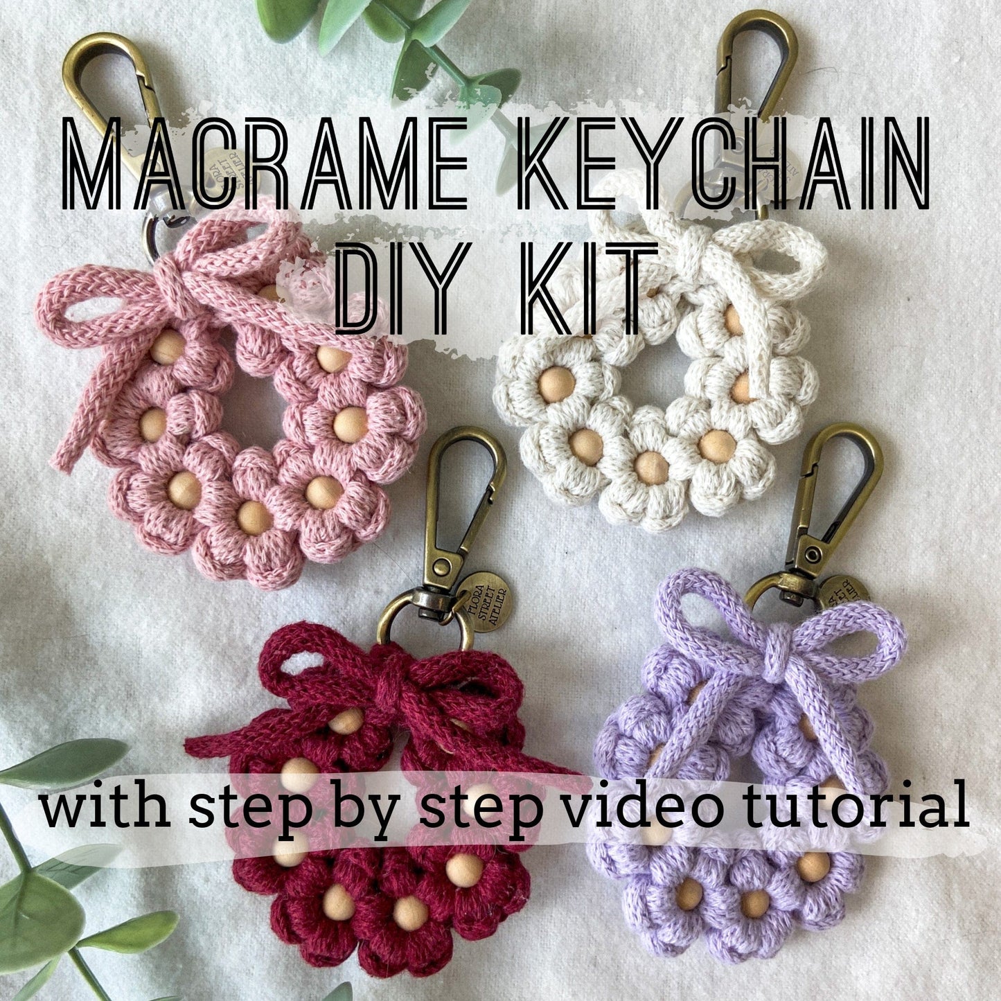 Flora Street Atelier DIY Kit | Macrame "Flower Hour" Keychain