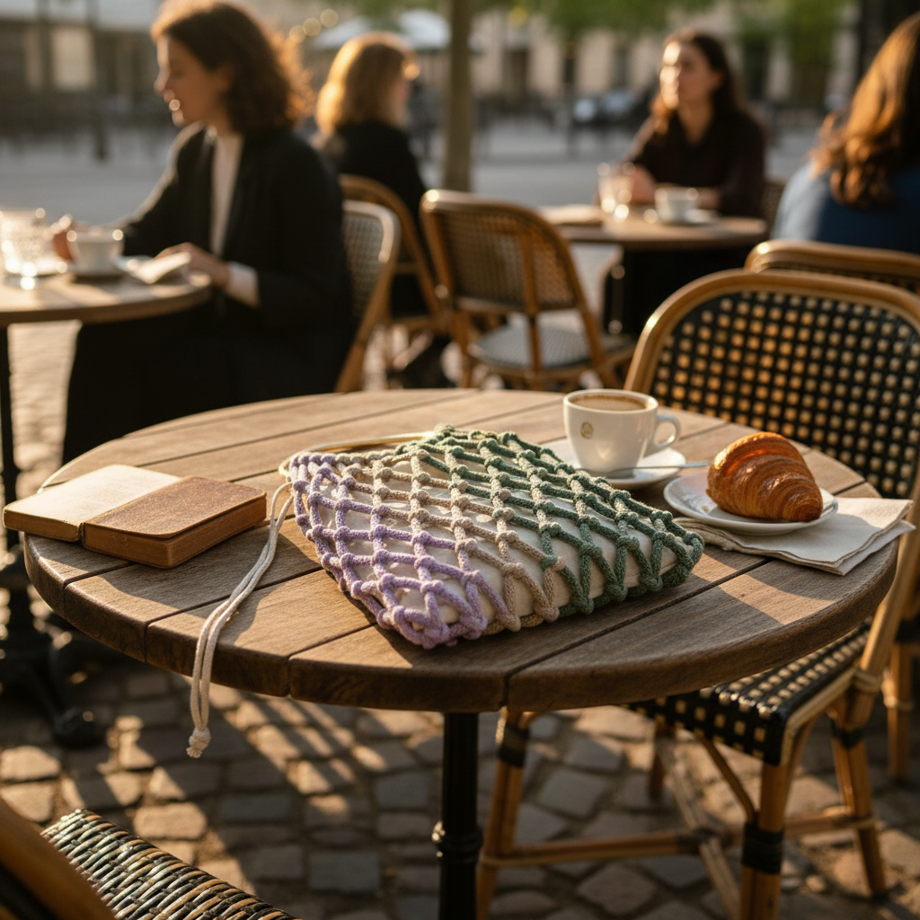 Sac filet « Jardin » avec anses en anneau doré