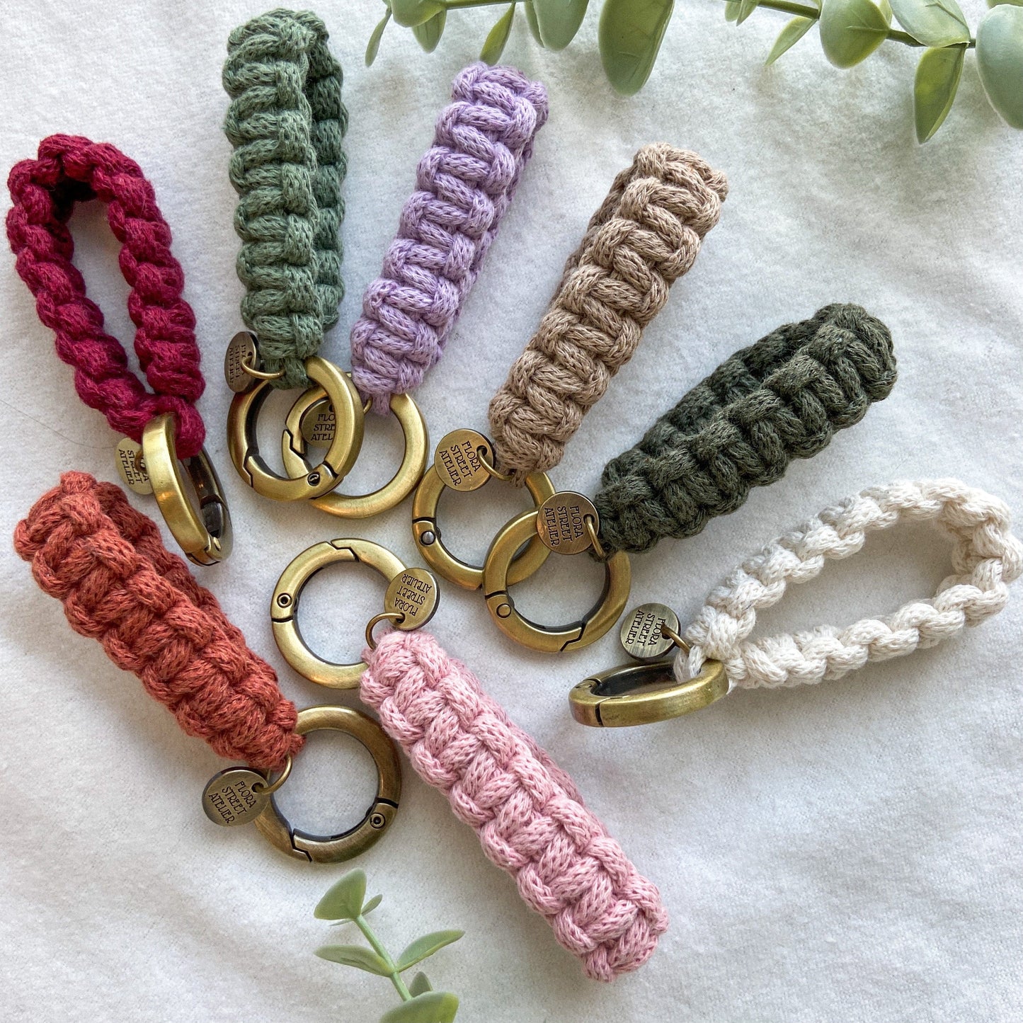 Flora Street Atelier Handmade Macrame Keychain "Minimalist" Macrame Key Ring