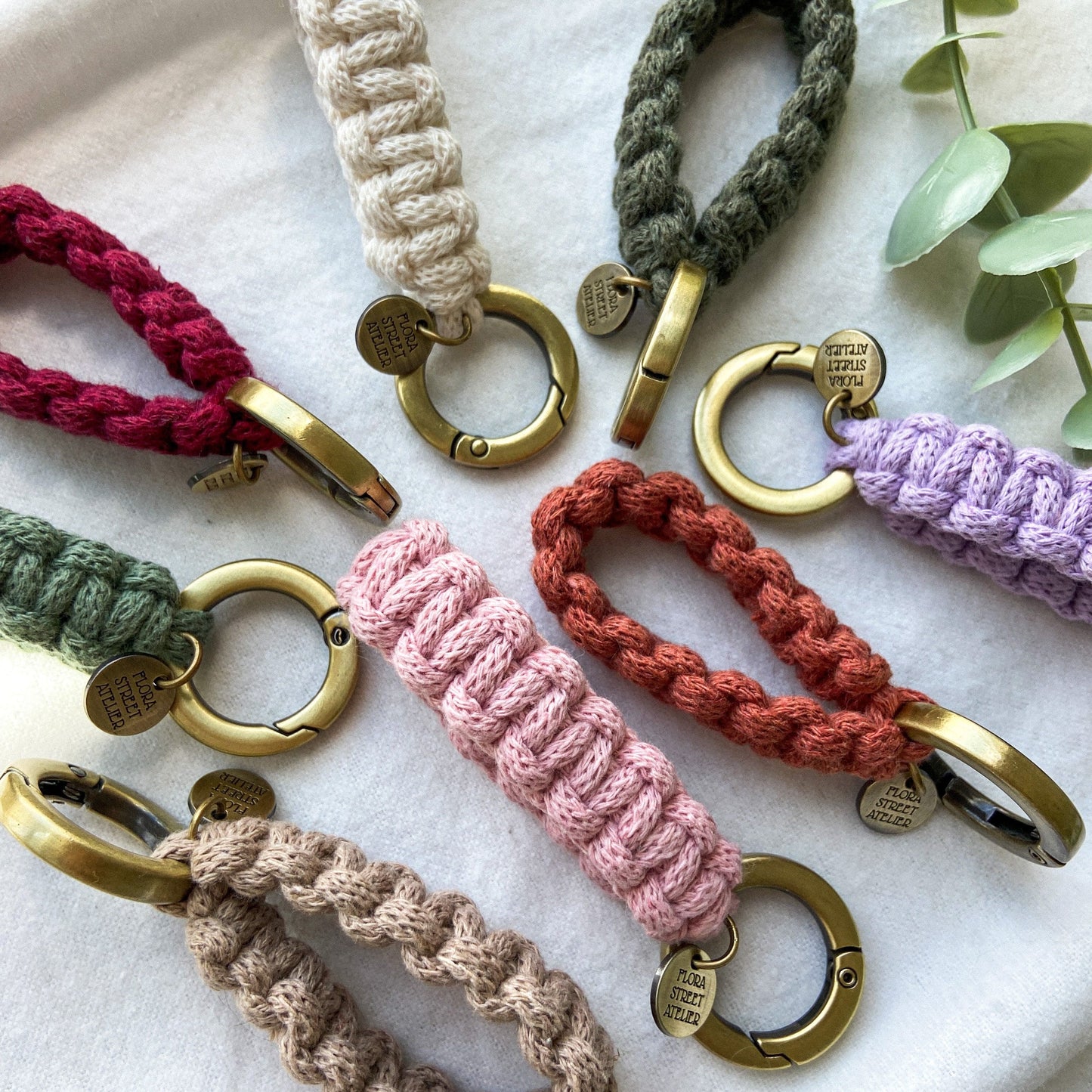 Flora Street Atelier Handmade Macrame Keychain "Minimalist" Macrame Key Ring