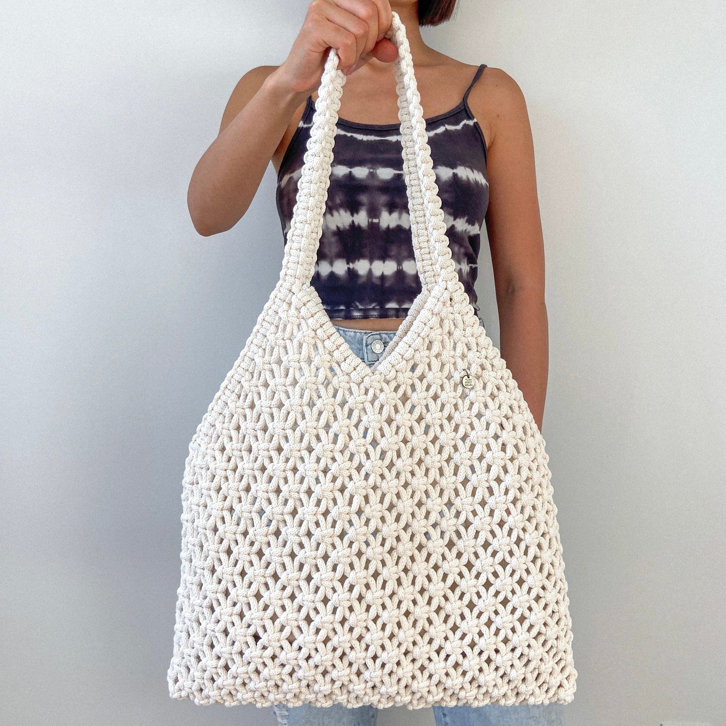 Flora Street Atelier Handmade Macrame Bag "Sun-kissed" Macrame Large Tote Bag | Beach Bag