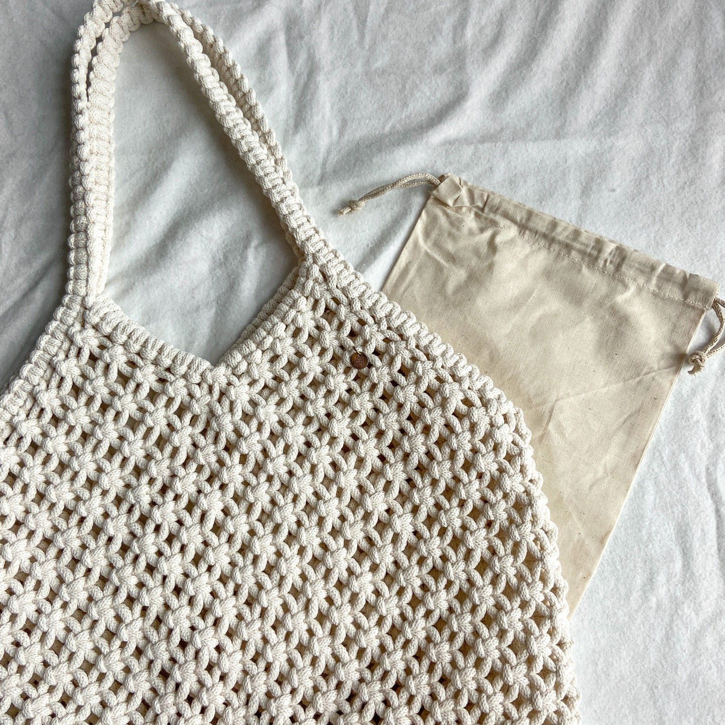 Flora Street Atelier Handmade Macrame Bag "Sun-kissed" Macrame Large Tote Bag | Beach Bag