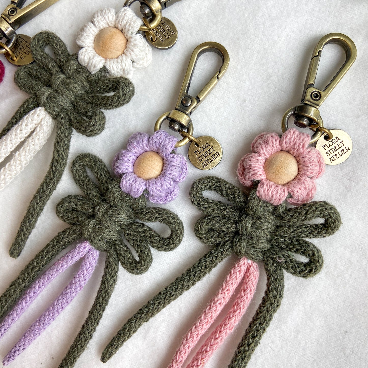 "Poppy" Macrame Key Ring | Bag Charm