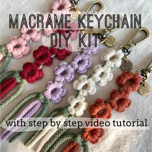 Flora Street Atelier DIY Kit | Macrame "Wild Flower" Keychain