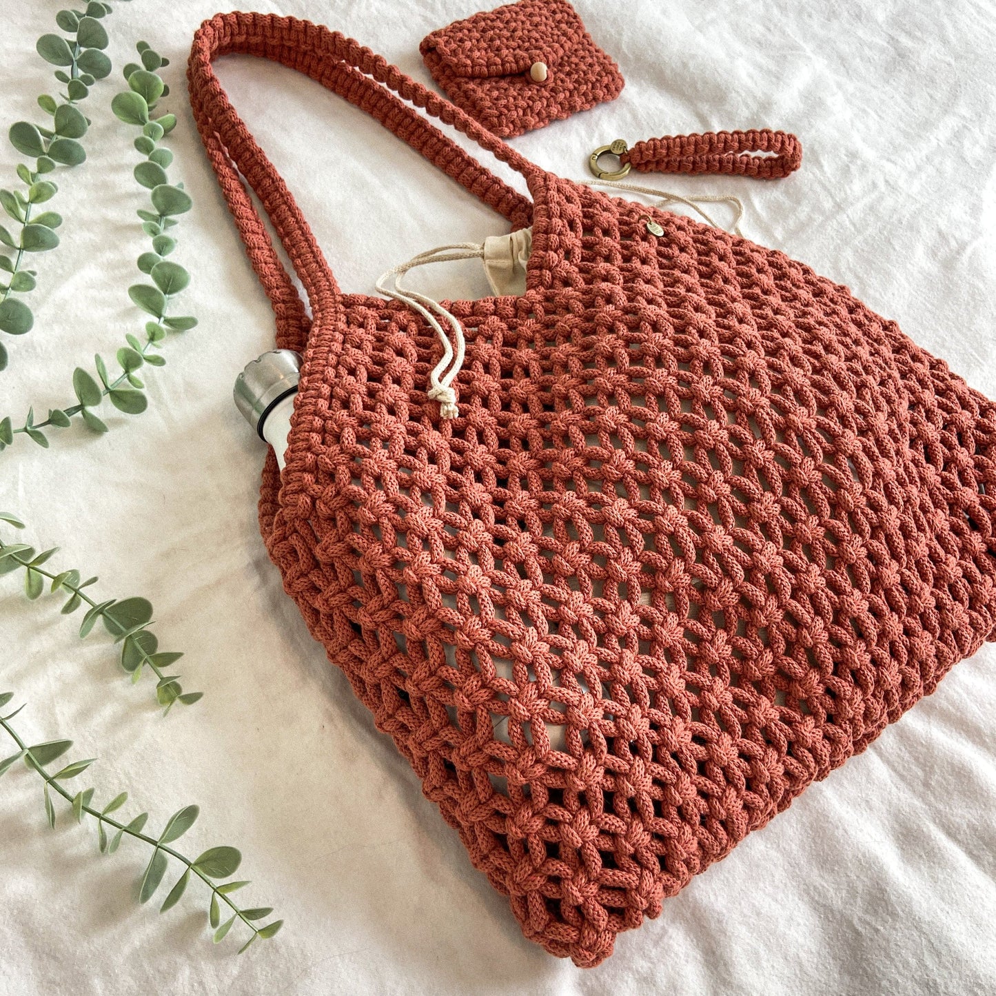 Flora Street Atelier Handmade Macrame Bag "Sun-kissed" Macrame Large Tote Bag | Beach Bag