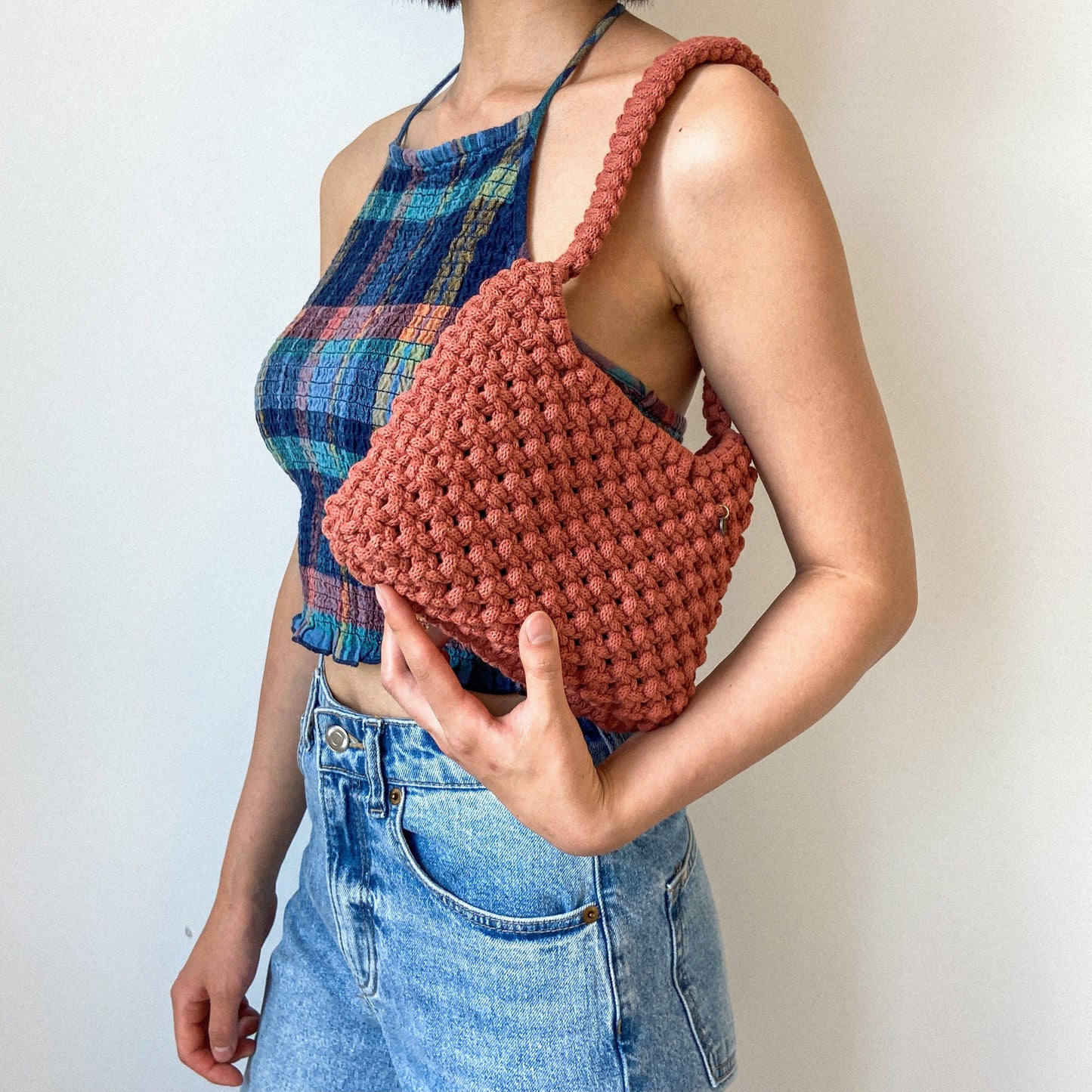 Flora Street Atelier Handmade Macrame Bag "Zesty" Macrame Mini Hobo Bag